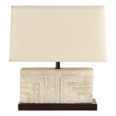 Stone Raised Corner Lamp with Shade in Han Bai Yu by Robert Kuo, Limited Edition