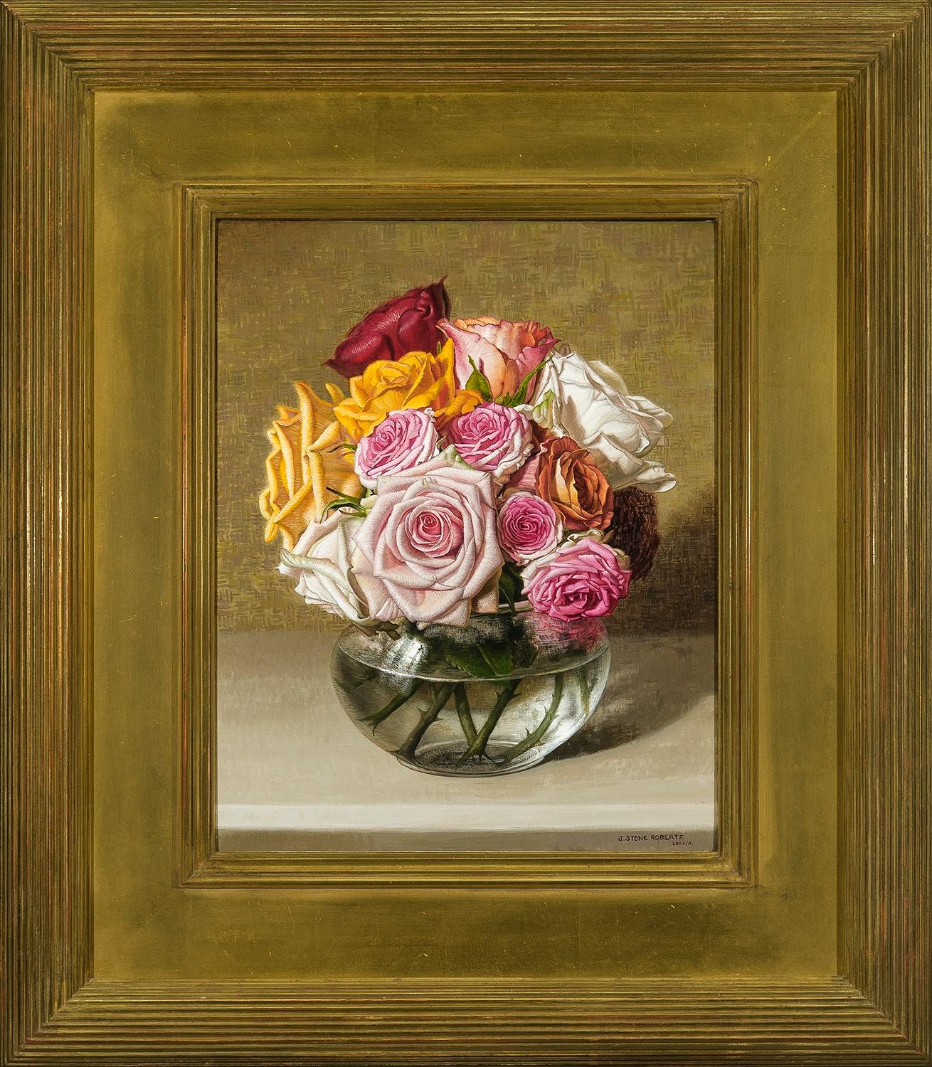 utumn Roses (Braun), Still-Life Painting, von Stone Roberts