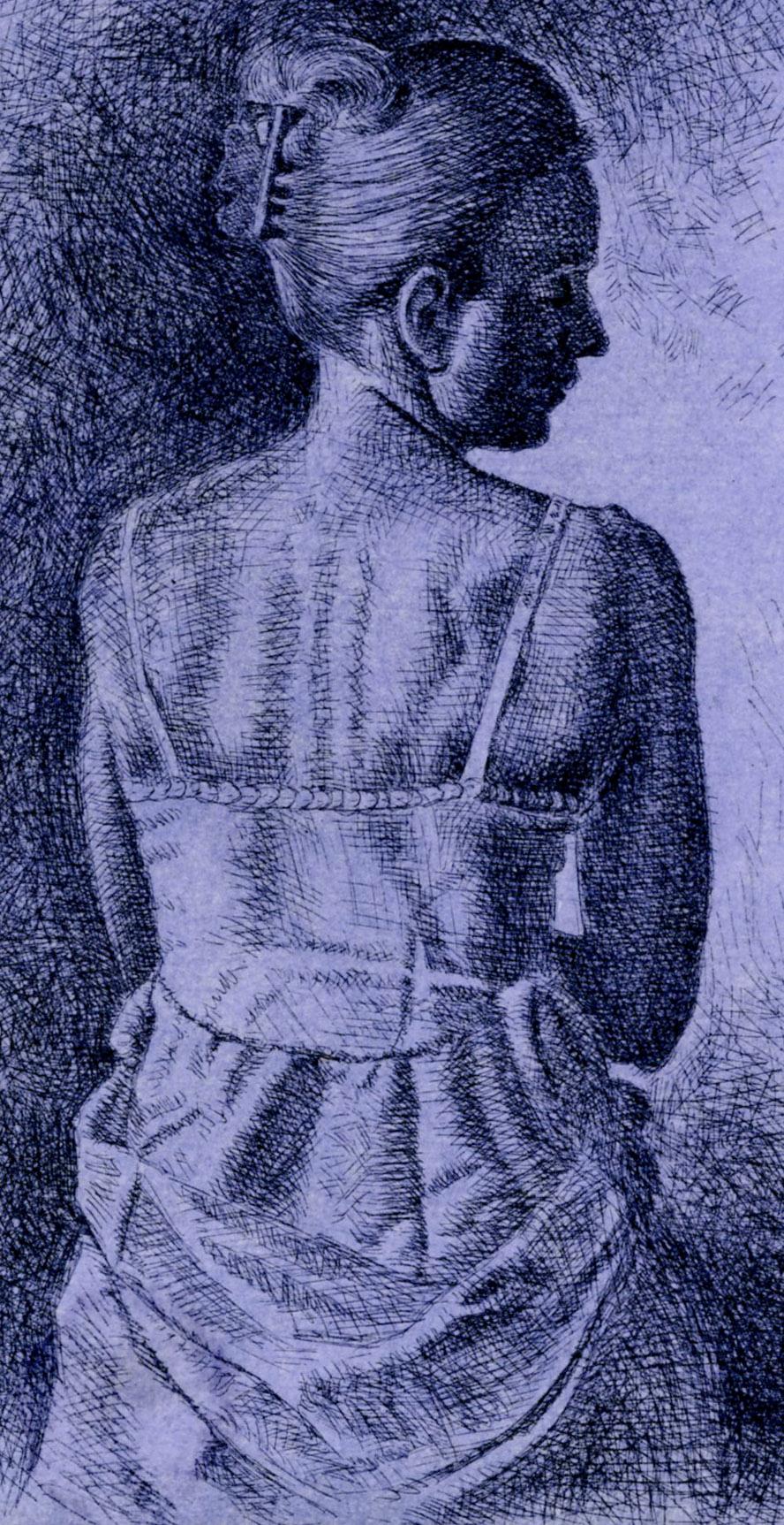 Figura Estudio (Del Interior: Tarde) - Figurative Print Púrpura de Stone Roberts
