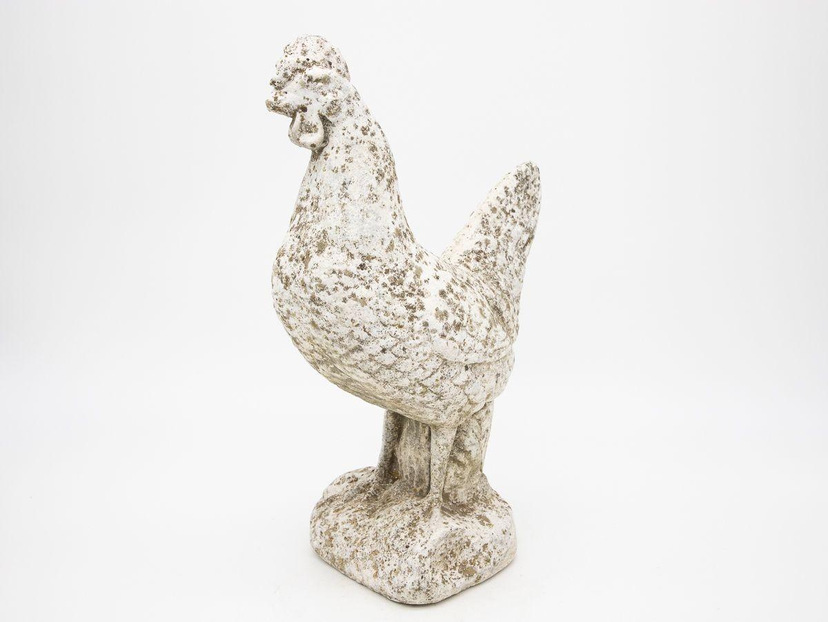 French Stone Rooster Garden Ornament, 20th Century