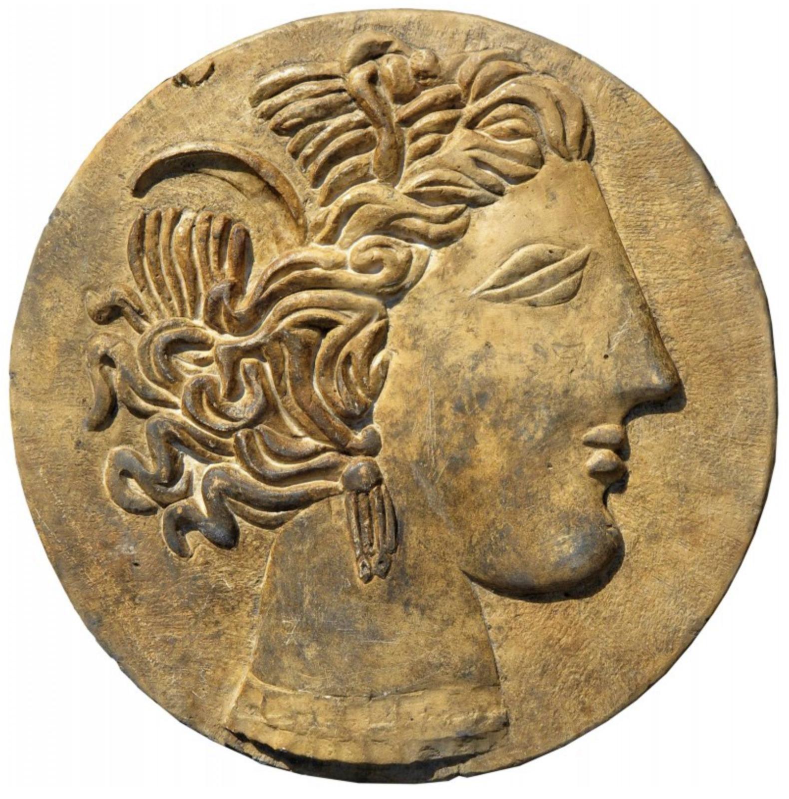 Italian Stone Round of Lysimachus, Statere, Late 19th Century For Sale