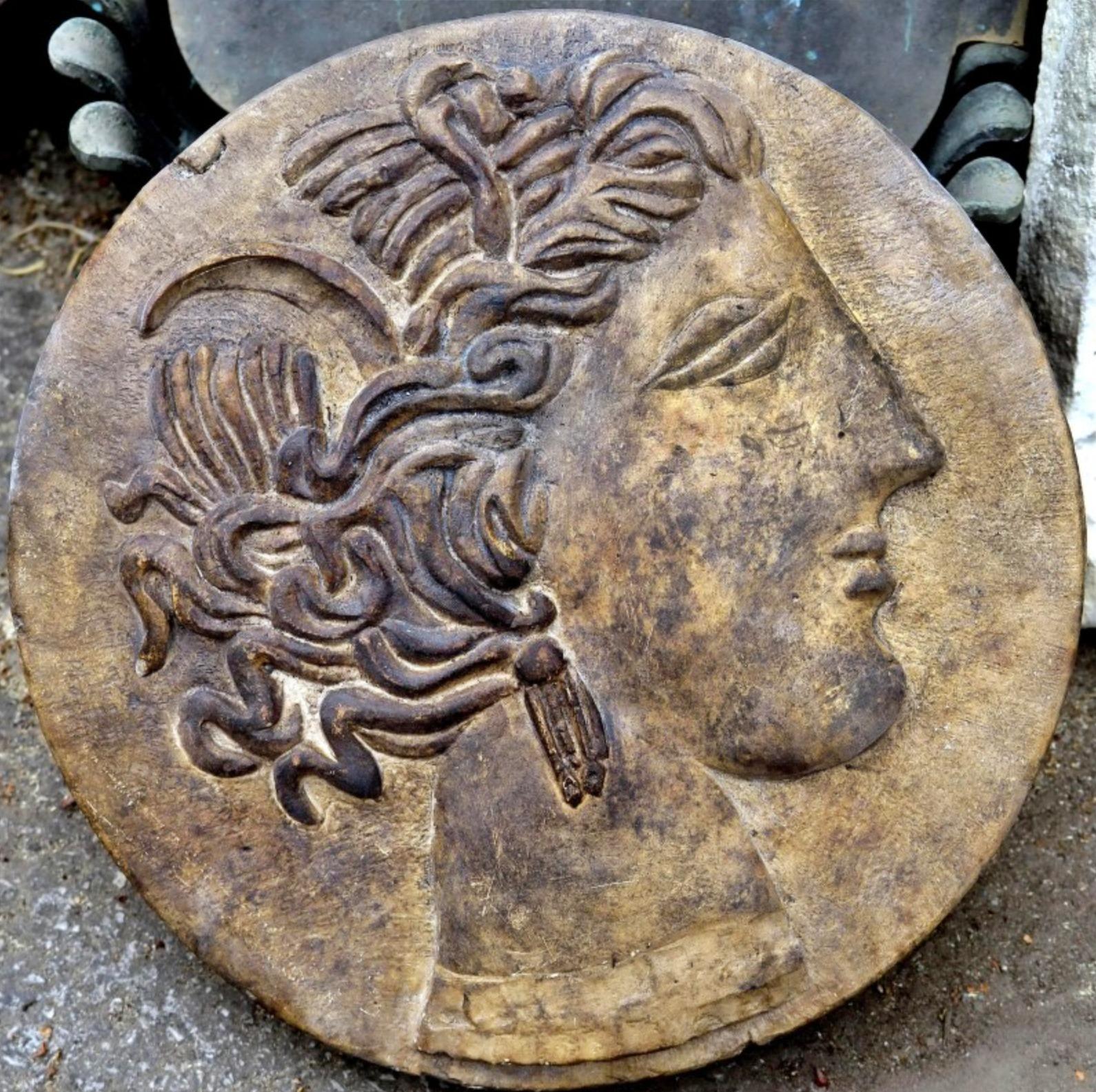 Hand-Crafted Stone Round of Lysimachus, Statere, Late 19th Century For Sale