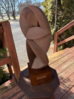Sculpture en pierre de F. Welensky, « Odalisque » montée sur bois - W7701