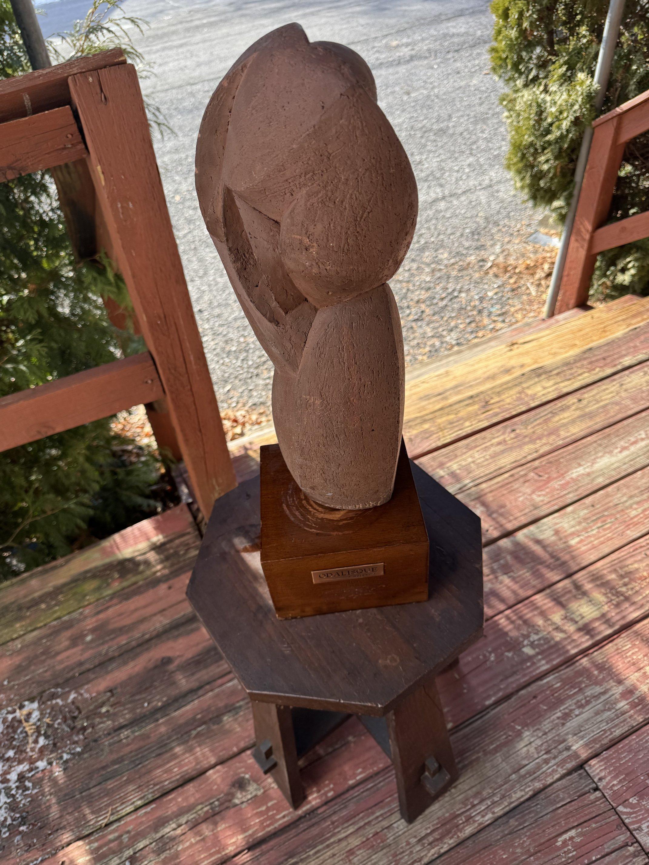 Art Nouveau Stone Sculpture by F. Welensky, 