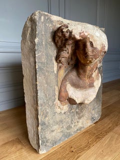 Scultura in pietra di un profilo umano, intaglio diretto, XX secolo