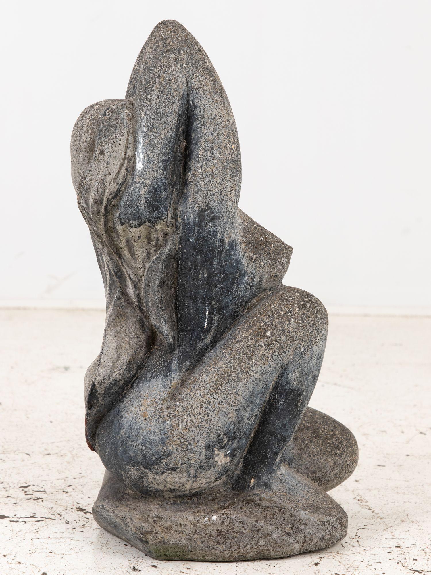 Stone Sculpture of a Woman with Long Flowing Hair, English 20th Century For Sale 5