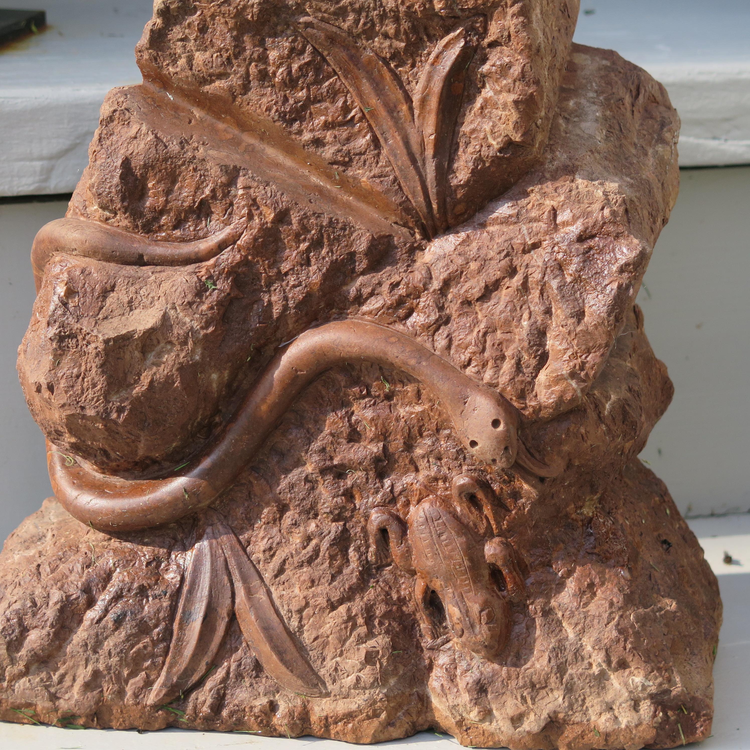American Stone Sculpture of Snake and Frog For Sale
