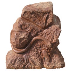 Stone Sculpture of Snake and Frog