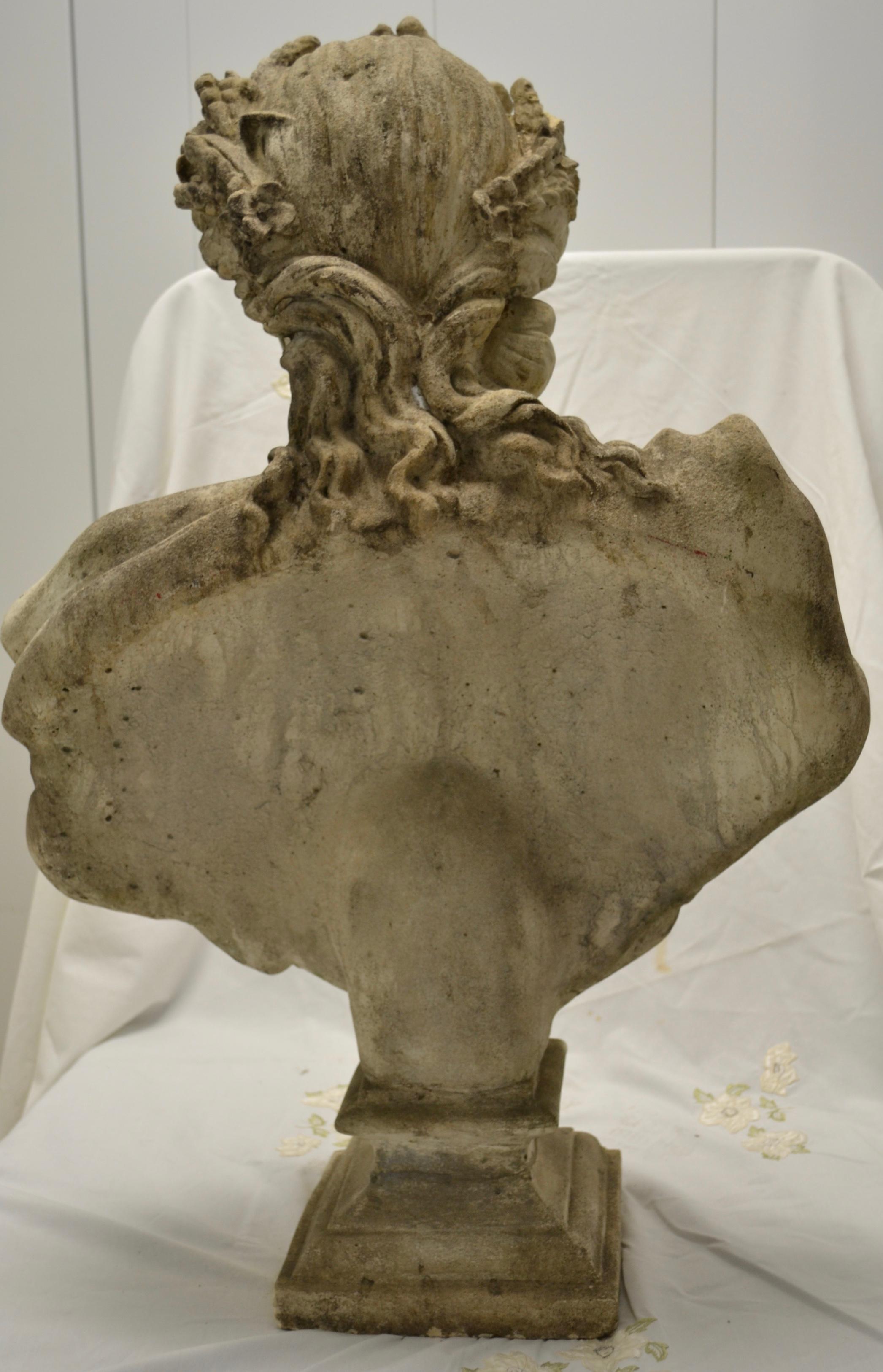 French 19th Century Stone Bust on Pedestal