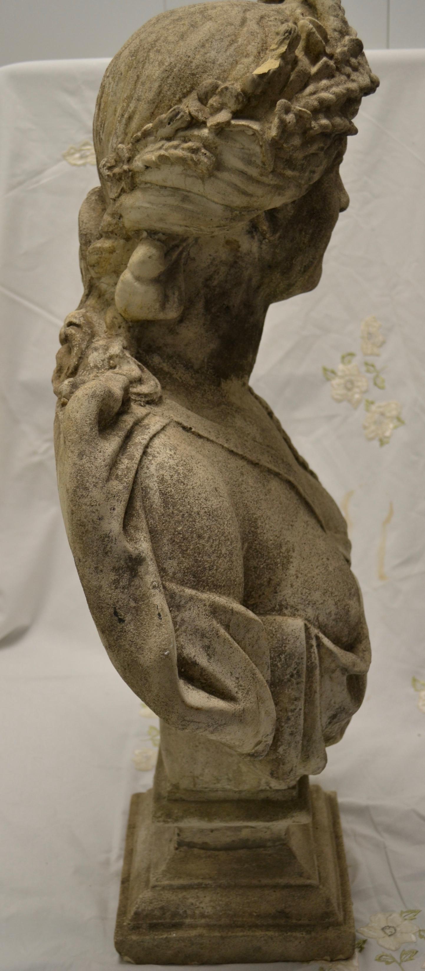 19th Century Stone Bust on Pedestal In Good Condition In Stamford, CT