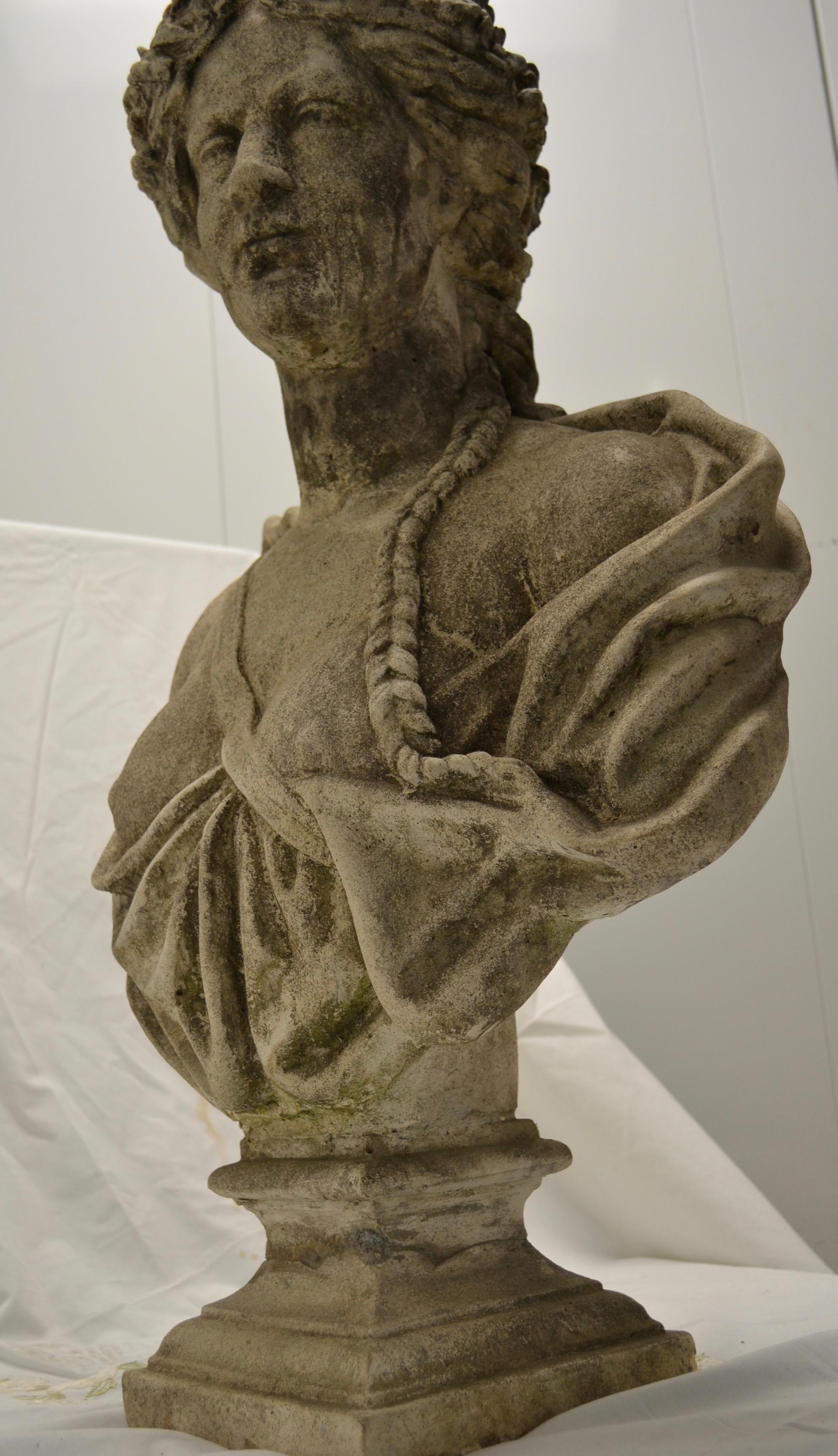 19th Century Stone Bust on Pedestal 2