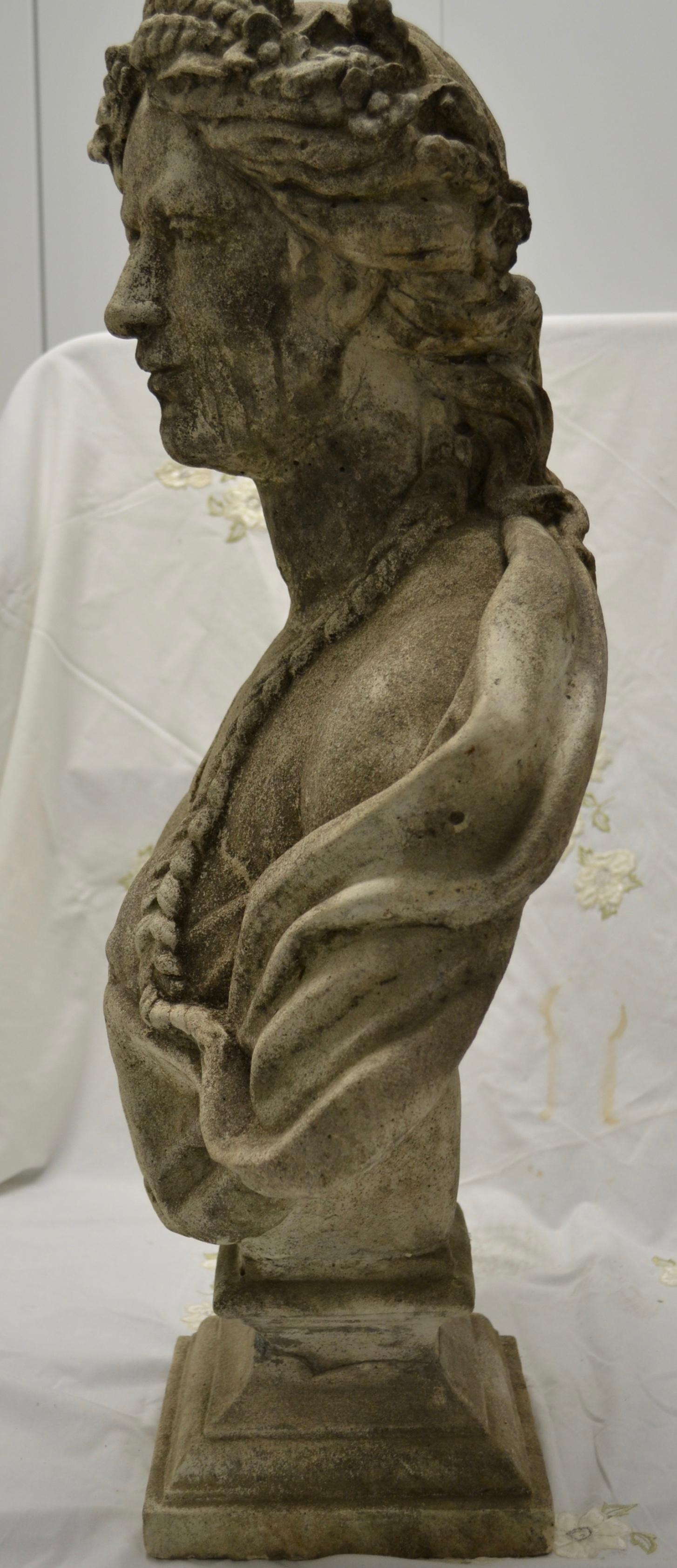 19th Century Stone Bust on Pedestal 3