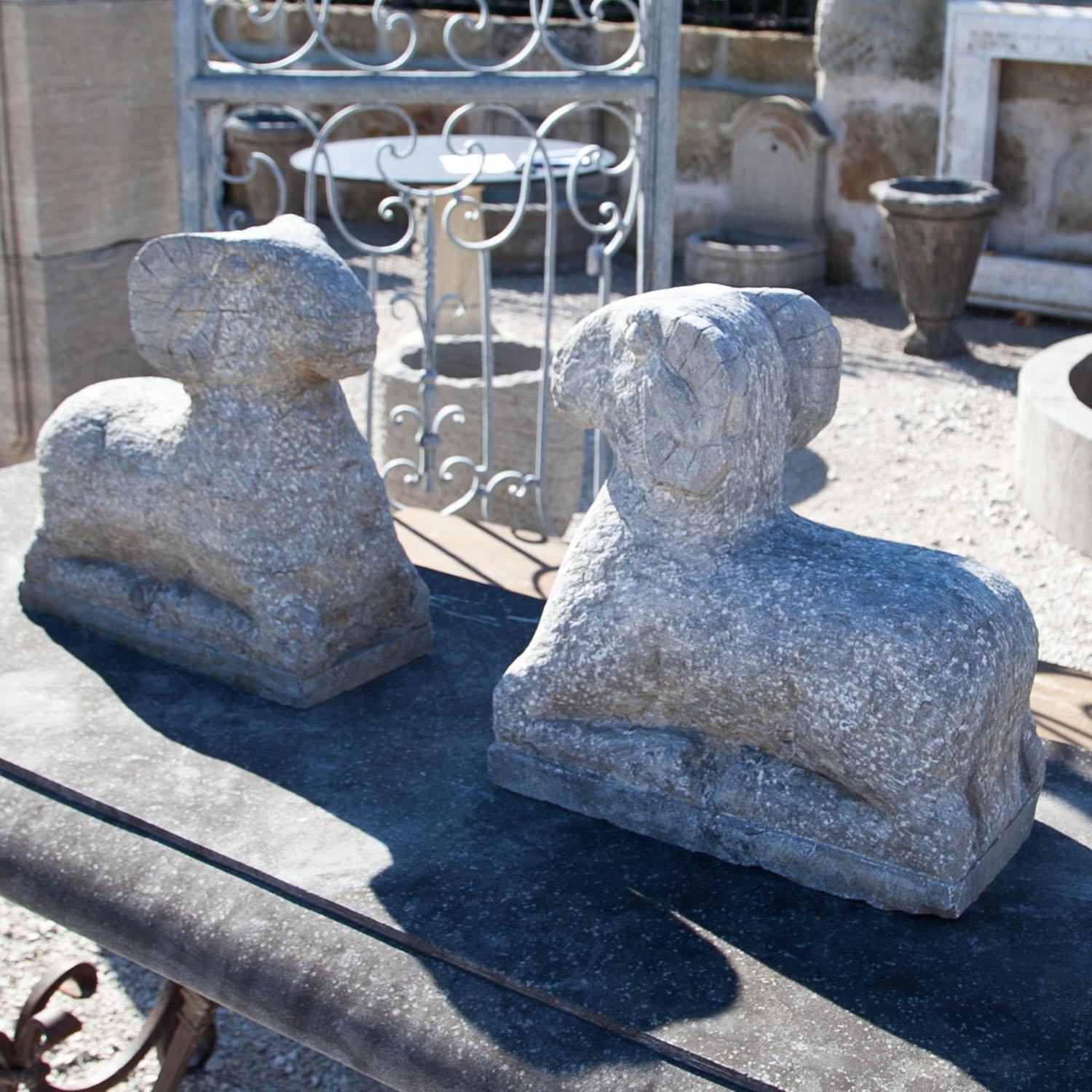 Stone Sculptures of Rams, 21st Century In Good Condition In Greding, DE
