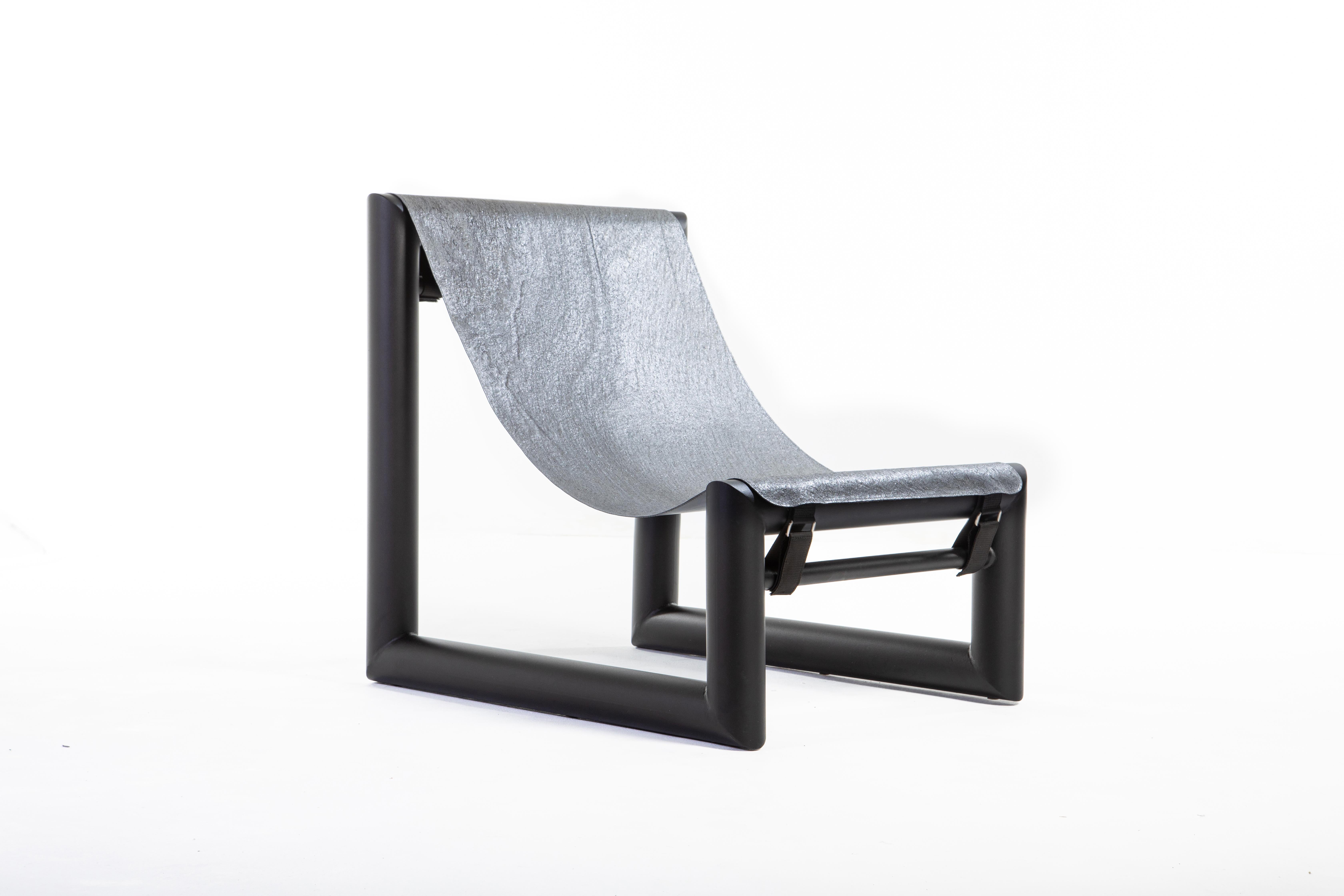 Minimalist Bau rouge chair, stone sheet and powder coated steal by 13 Desserts For Sale