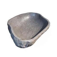 Hand-Carved Stone Sink from Indonesia, Organic Modern Design