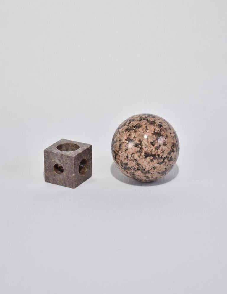 20th Century Stone Sphere Sculpture in Grey and Pink