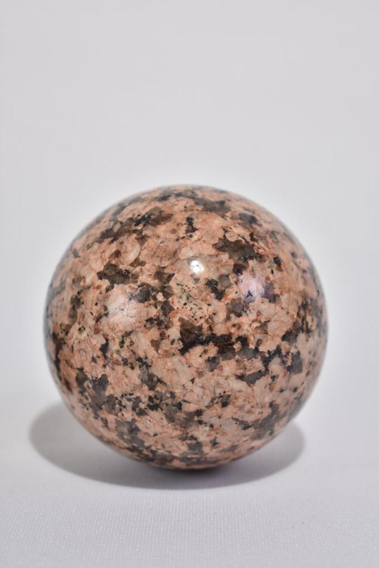 Stone Sphere Sculpture in Grey and Pink 1