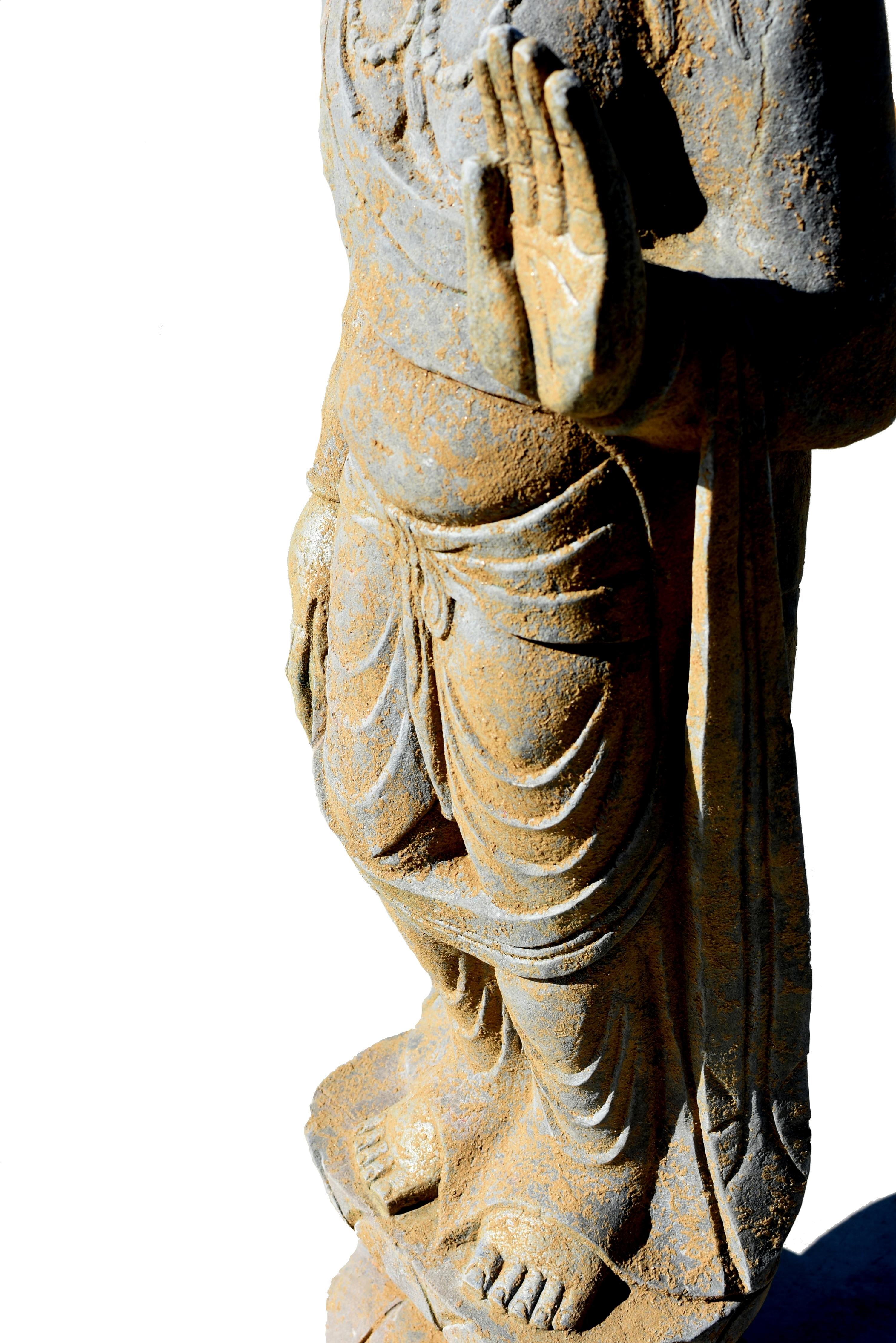 Stone Standing Buddha Guan Yin Silk Road Tang Style For Sale 4