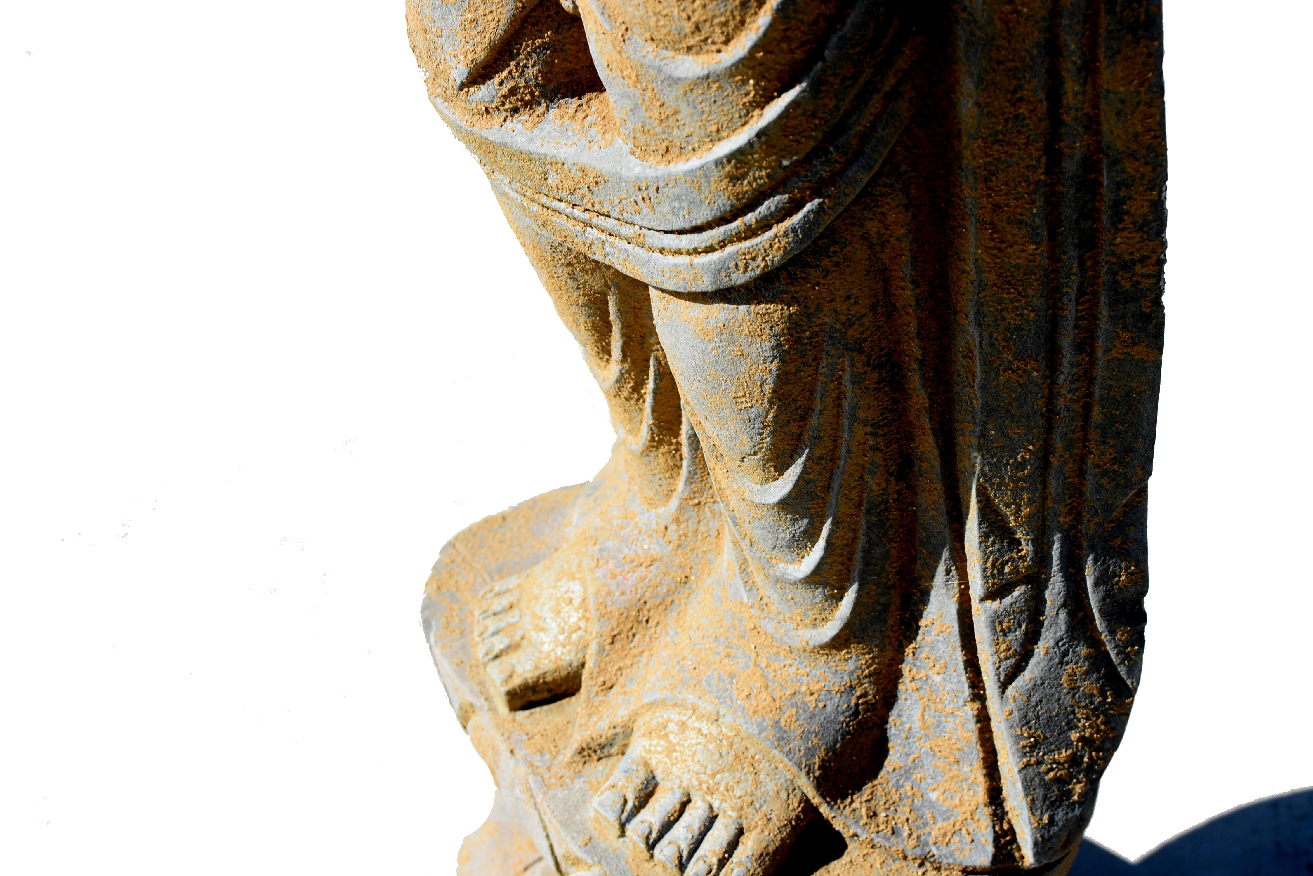 Stone Standing Buddha Guan Yin Silk Road Tang Style For Sale 6