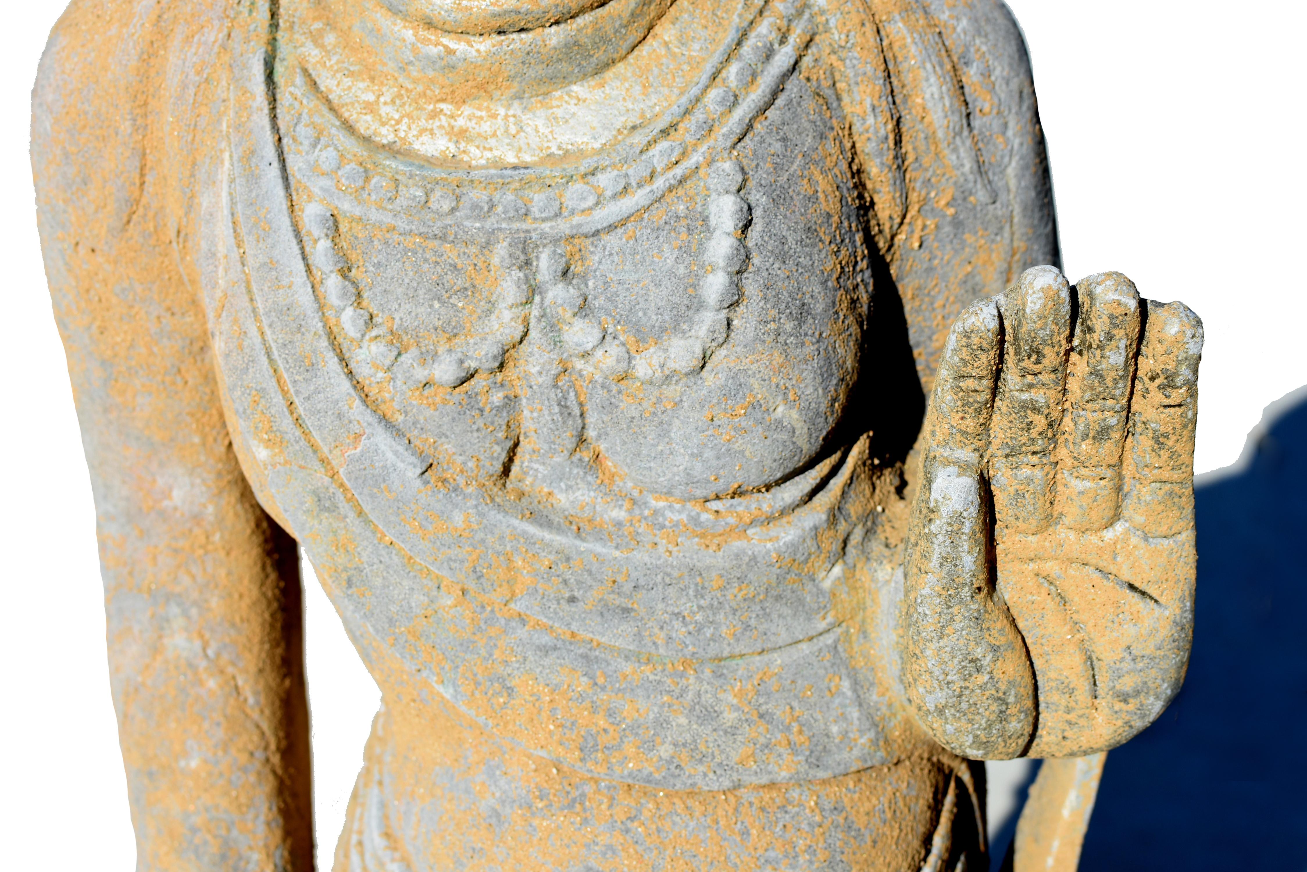 Stone Standing Buddha Guan Yin Silk Road Tang Style For Sale 7