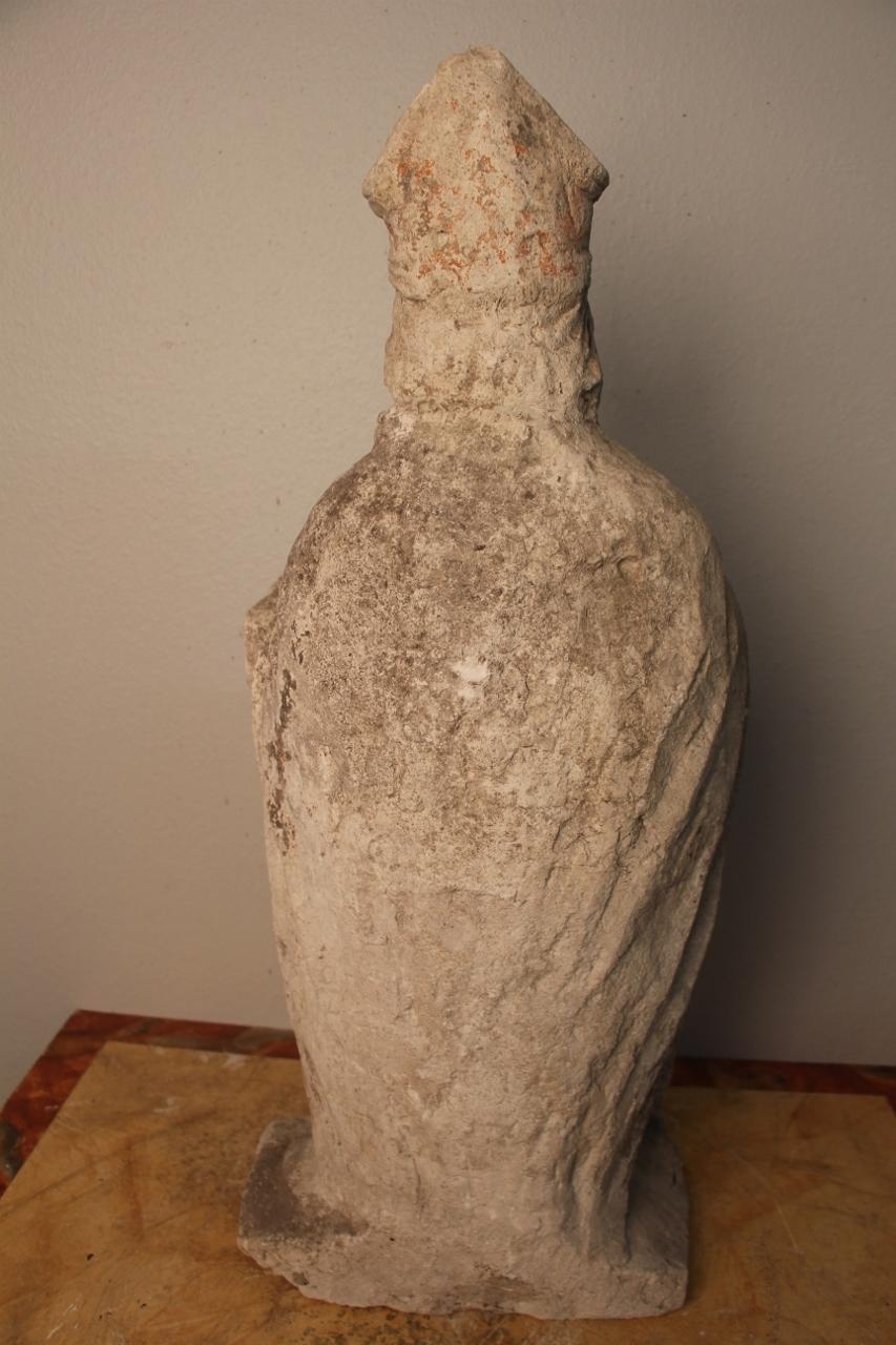 18th Century and Earlier Stone Statue Representing A Bishop or A Saint XVII For Sale