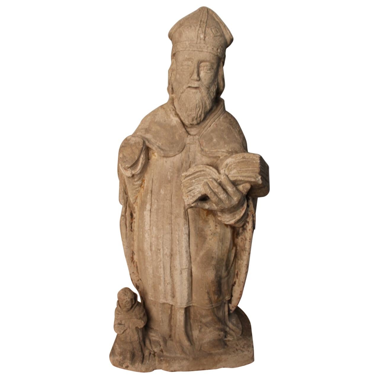 Stone Statue Representing A Bishop or A Saint XVII For Sale