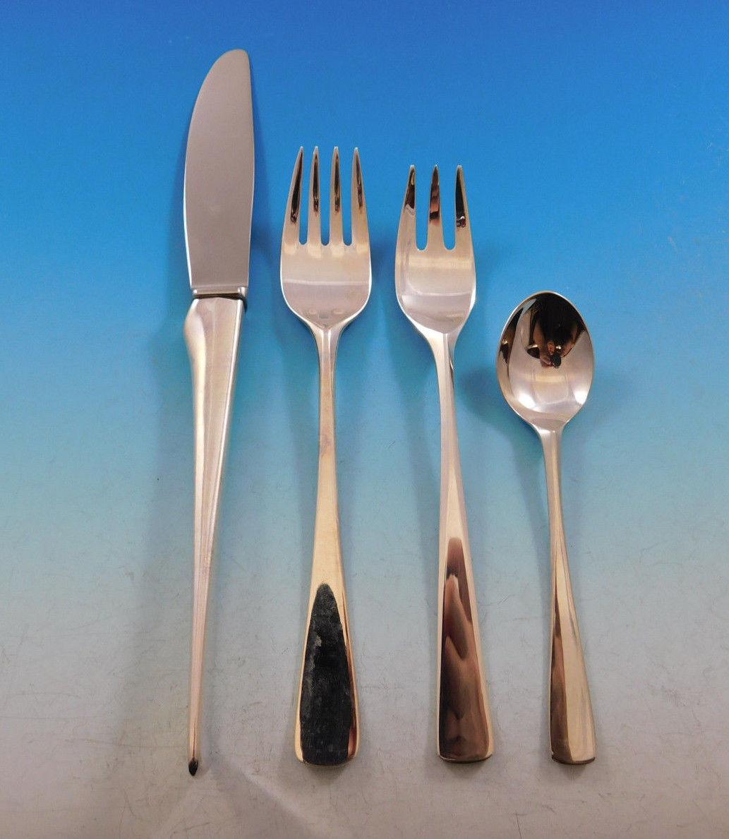 Stone Sture by Eric Lofman Mema-Gab 830 Silver Flatware Set 12 Service 86 pcs In Excellent Condition For Sale In Big Bend, WI