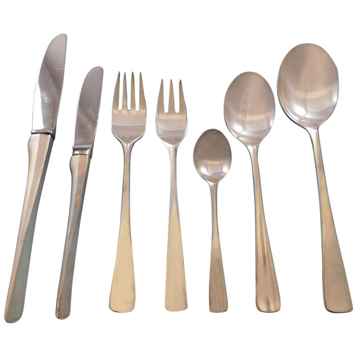 Stone Sture by Eric Lofman Mema-Gab 830 Silver Flatware Set 12 Service 86 pcs For Sale