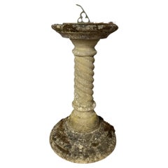 Stone Sundial with Barley Twist Stlyle Column with Natural Patina Inscribed Word