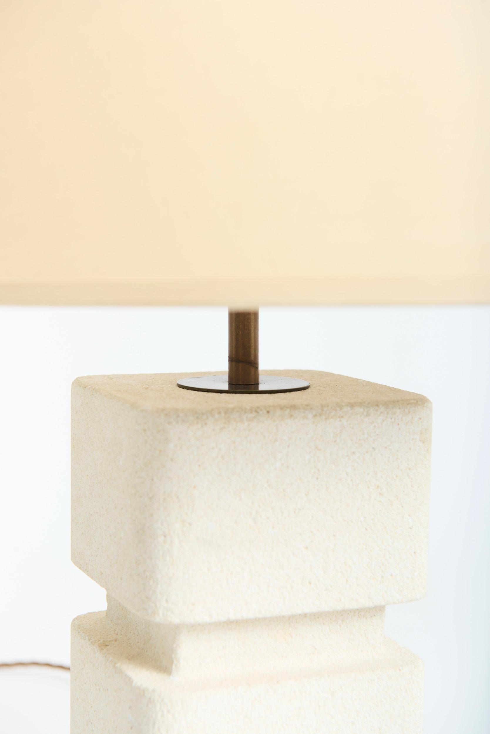Carved Stone Table Lamp For Sale