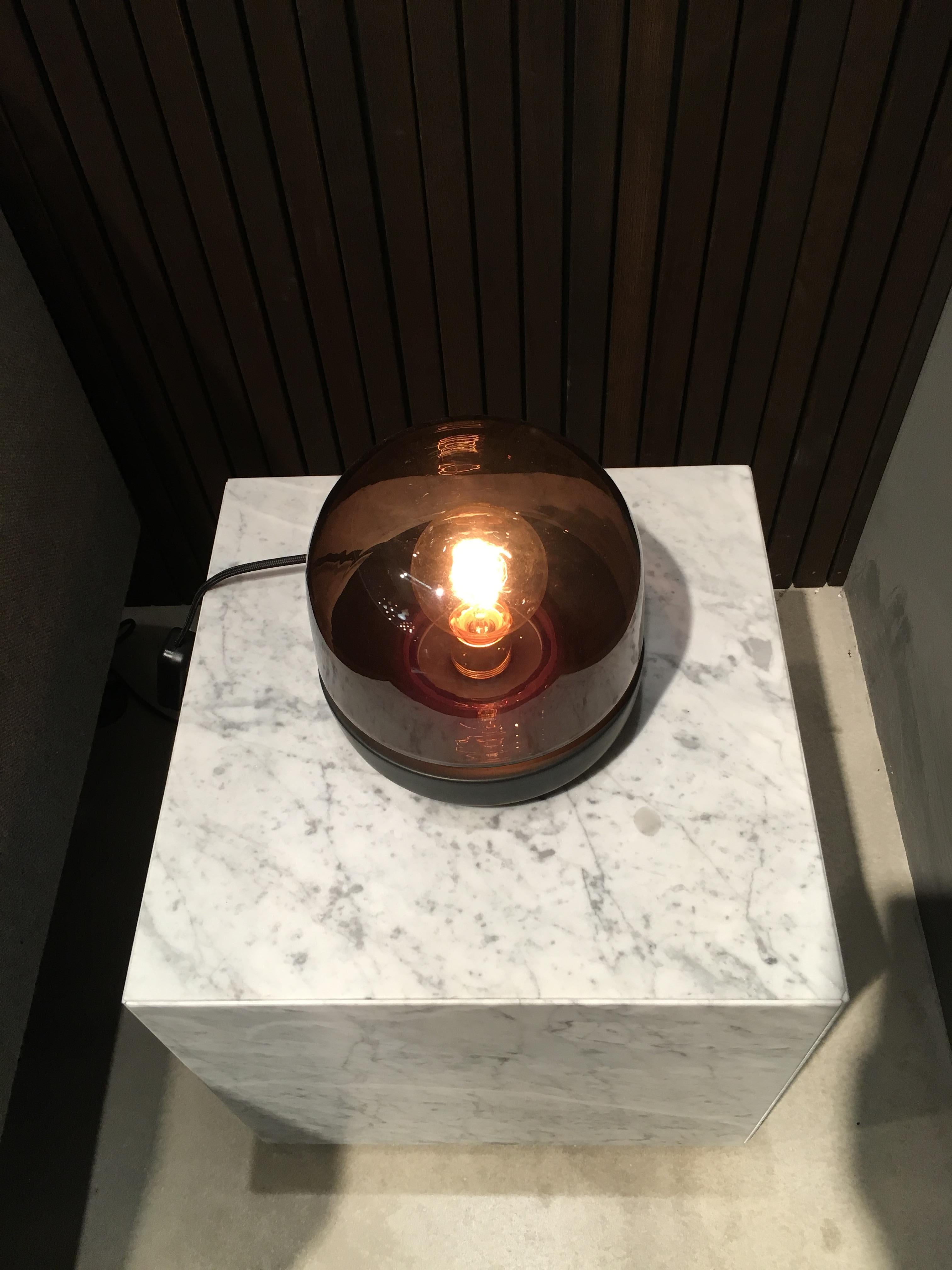 Scandinavian Modern Stone Table Lamp, Sand Glass For Sale