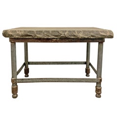 Antique Stone Top Industrial Side Table