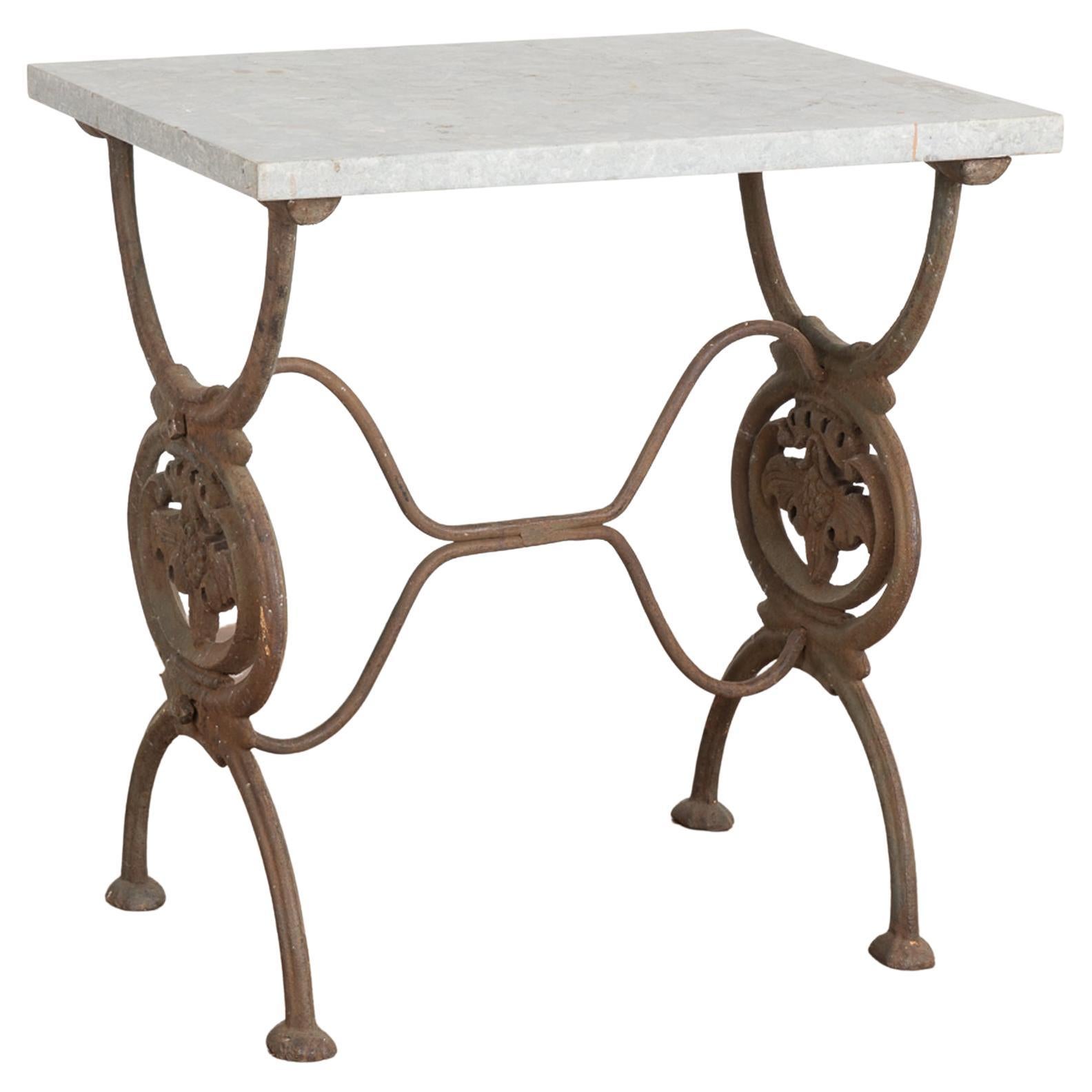 Stone Top Iron Base Side Table, Sweden circa 1880 For Sale