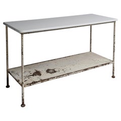 Enameled Stone Top Laboratory Table, France circa 1900