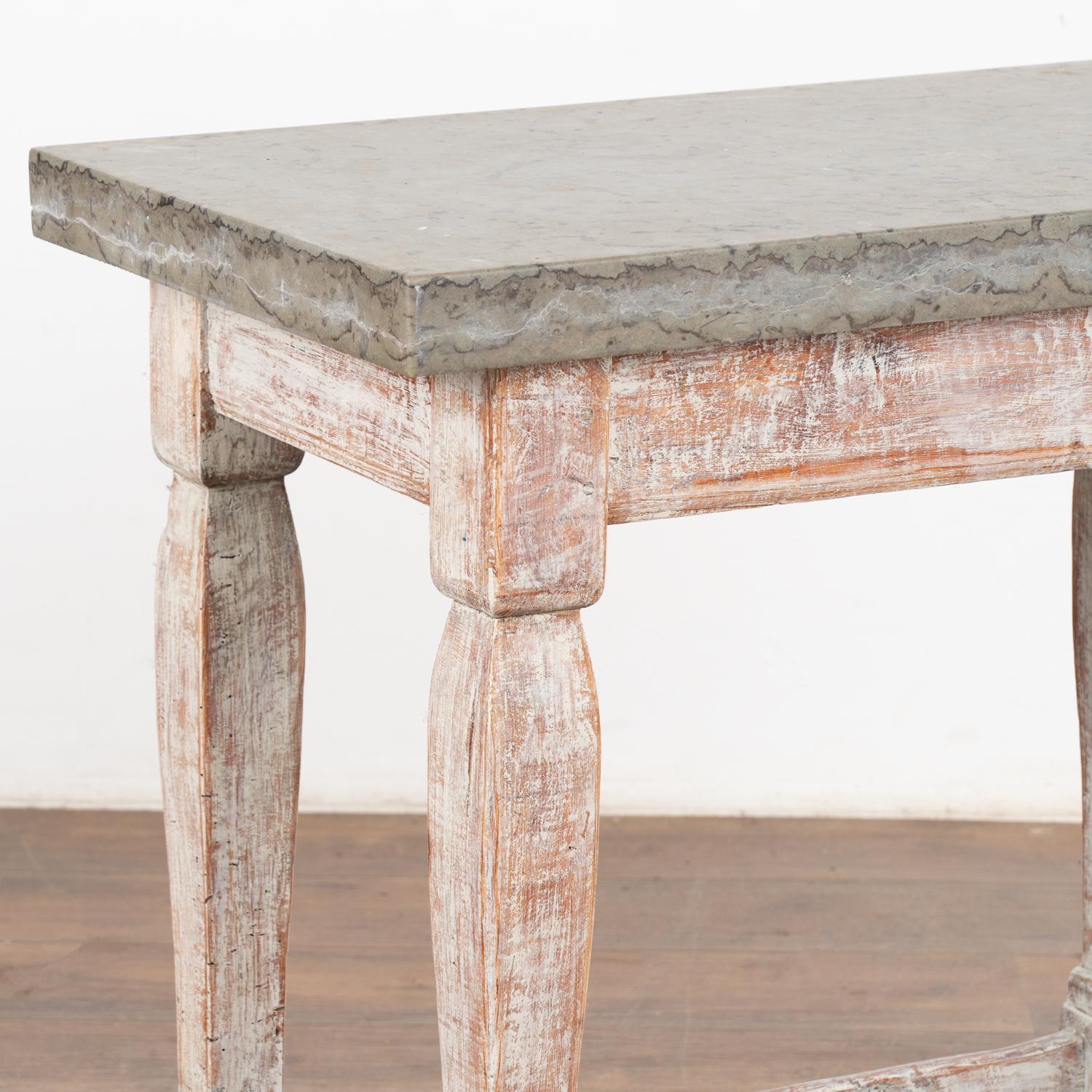 Stone Top Side Table Small Console Table, Sweden circa 1800-40 In Good Condition In Round Top, TX