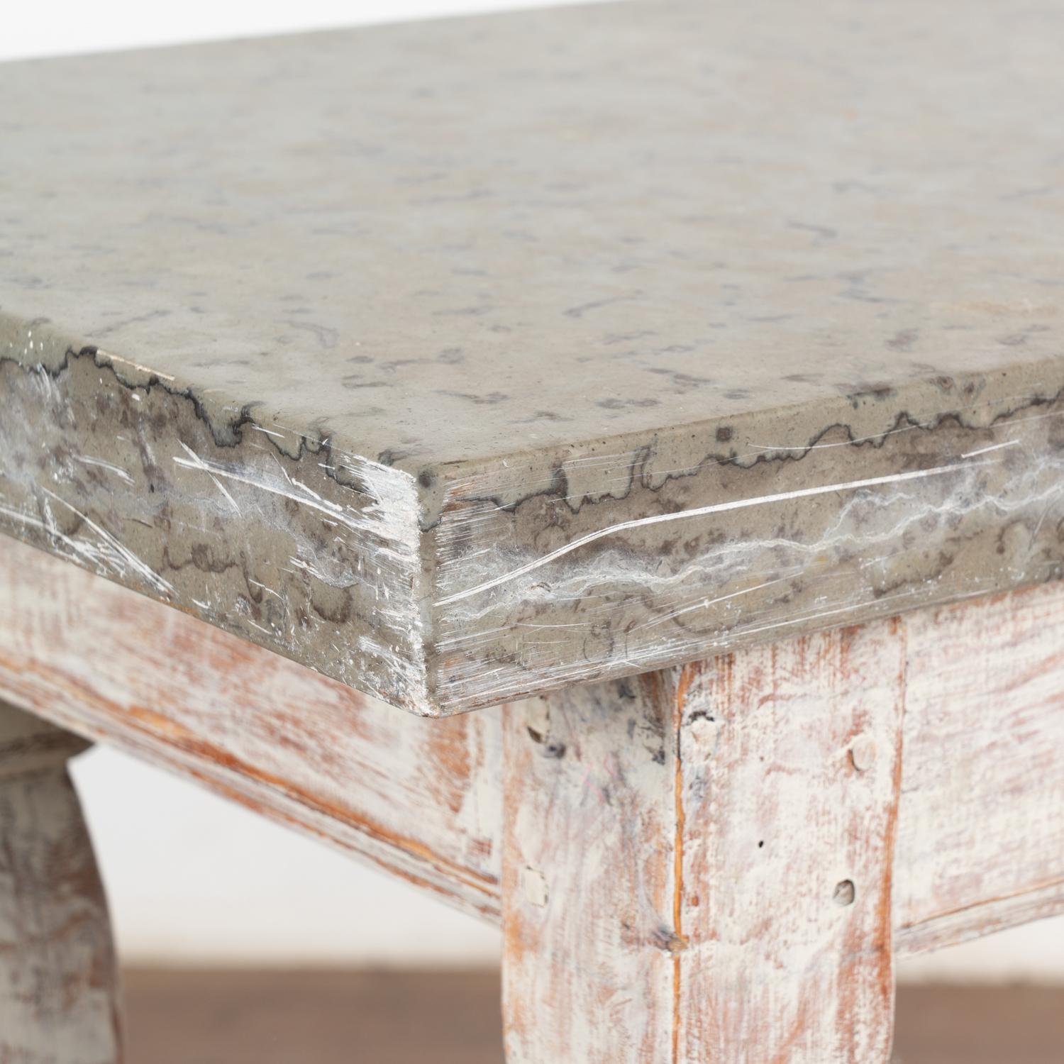 19th Century Stone Top Side Table Small Console Table, Sweden circa 1800-40 For Sale