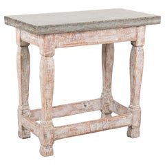 Vintage Stone Top Side Table Small Console Table, Sweden circa 1800-40