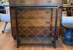 Stone Top Steel and Brass Console Table in the Style of Royere "Tour Eiffel"