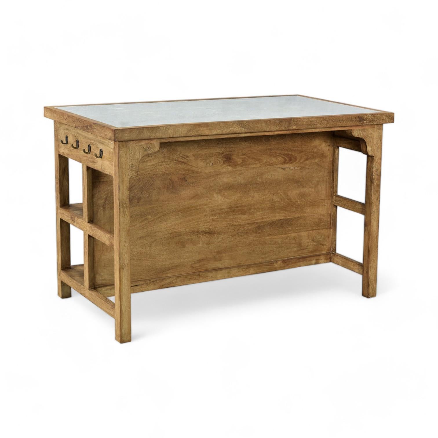 North American Stone Top Wooden Kitchen Island with Storage / Counter / Dry Bar  For Sale