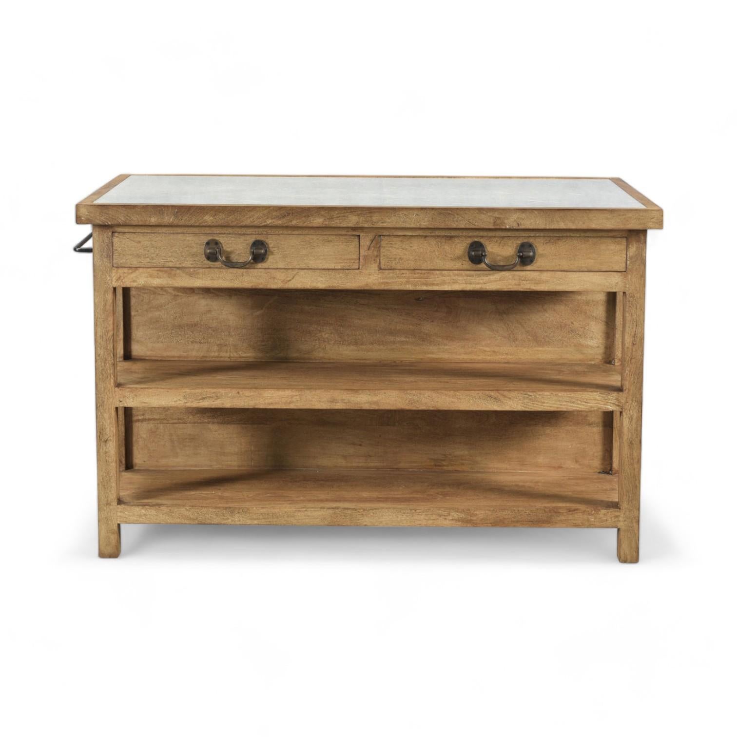 Stone Top Wooden Kitchen Island with Storage / Counter / Dry Bar In New Condition In Los Angeles, CA