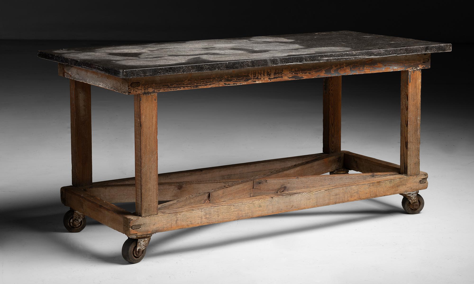 Stone Top Work Table, England circa 1900 For Sale 1