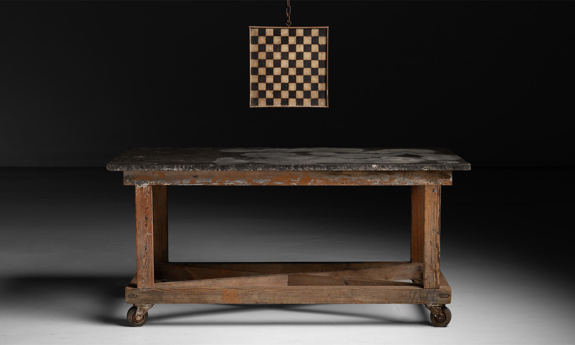 Stone Top Work Table, England circa 1900 For Sale 2