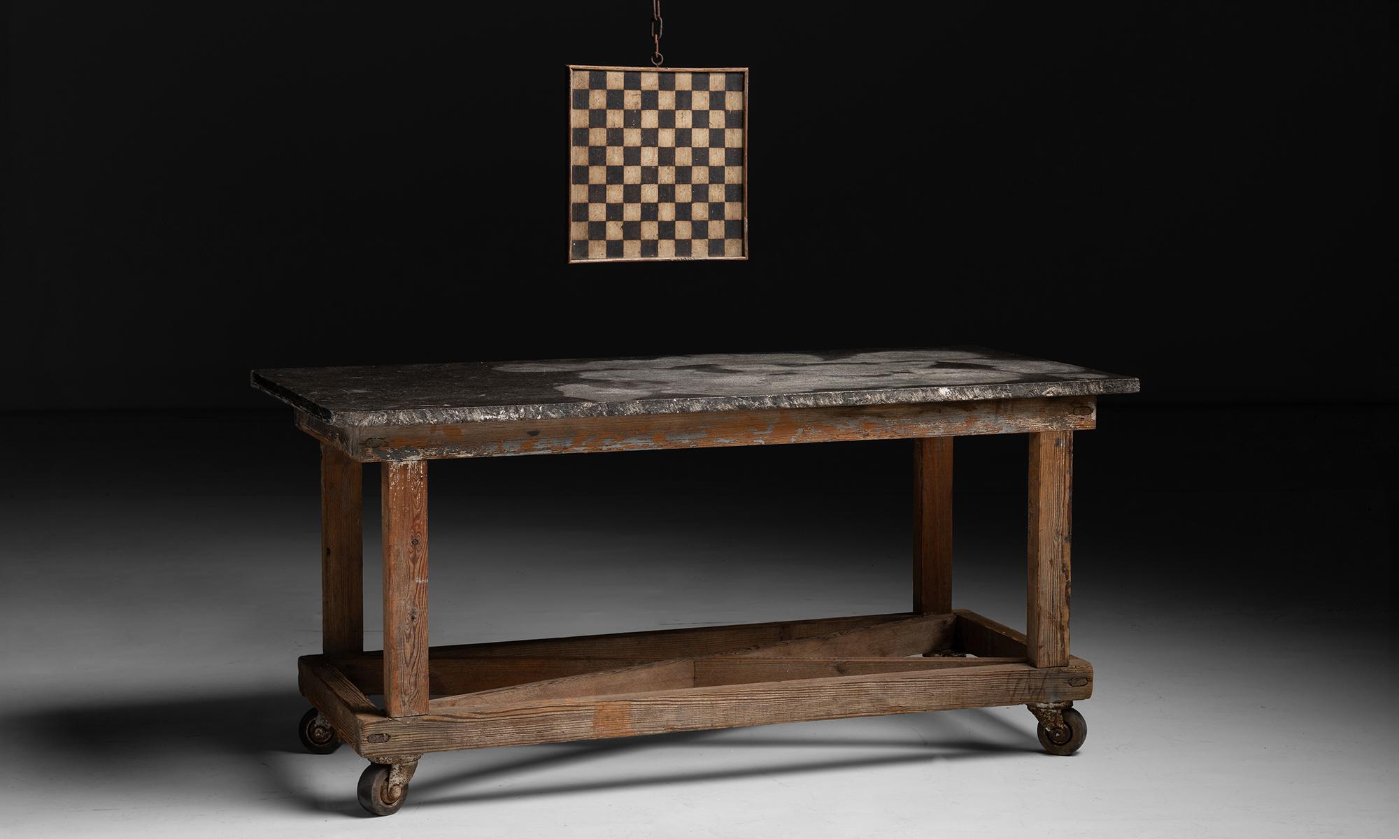 Stone Top Work Table, England circa 1900 For Sale 3