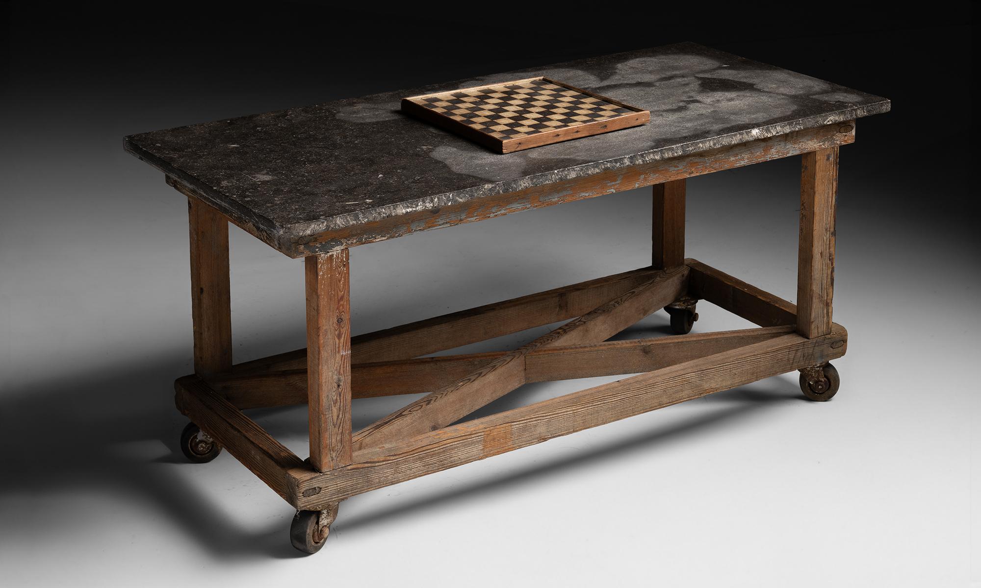 Stone Top Work Table, England circa 1900 For Sale 4