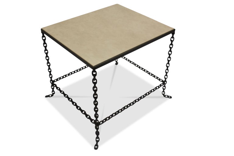 Stone Topped Chain Link Table For Sale at 1stDibs