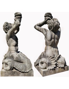STONE TWO-TAILED TRITON, 125 CM H, 20th Century
