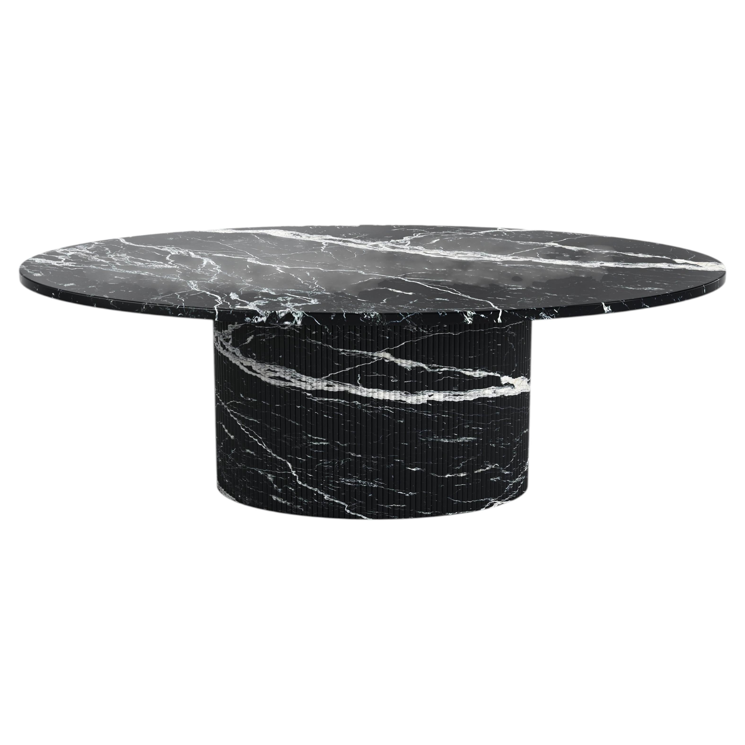 STONE VALLEY Coffee Table – VALLEYRA – Nero Maquina Marble - Elliptical For Sale