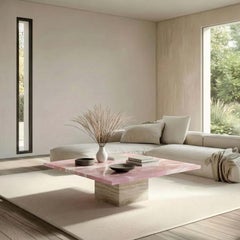 STONE VALLEY Contemporary center table – Carrera – Pink Onyx - Square