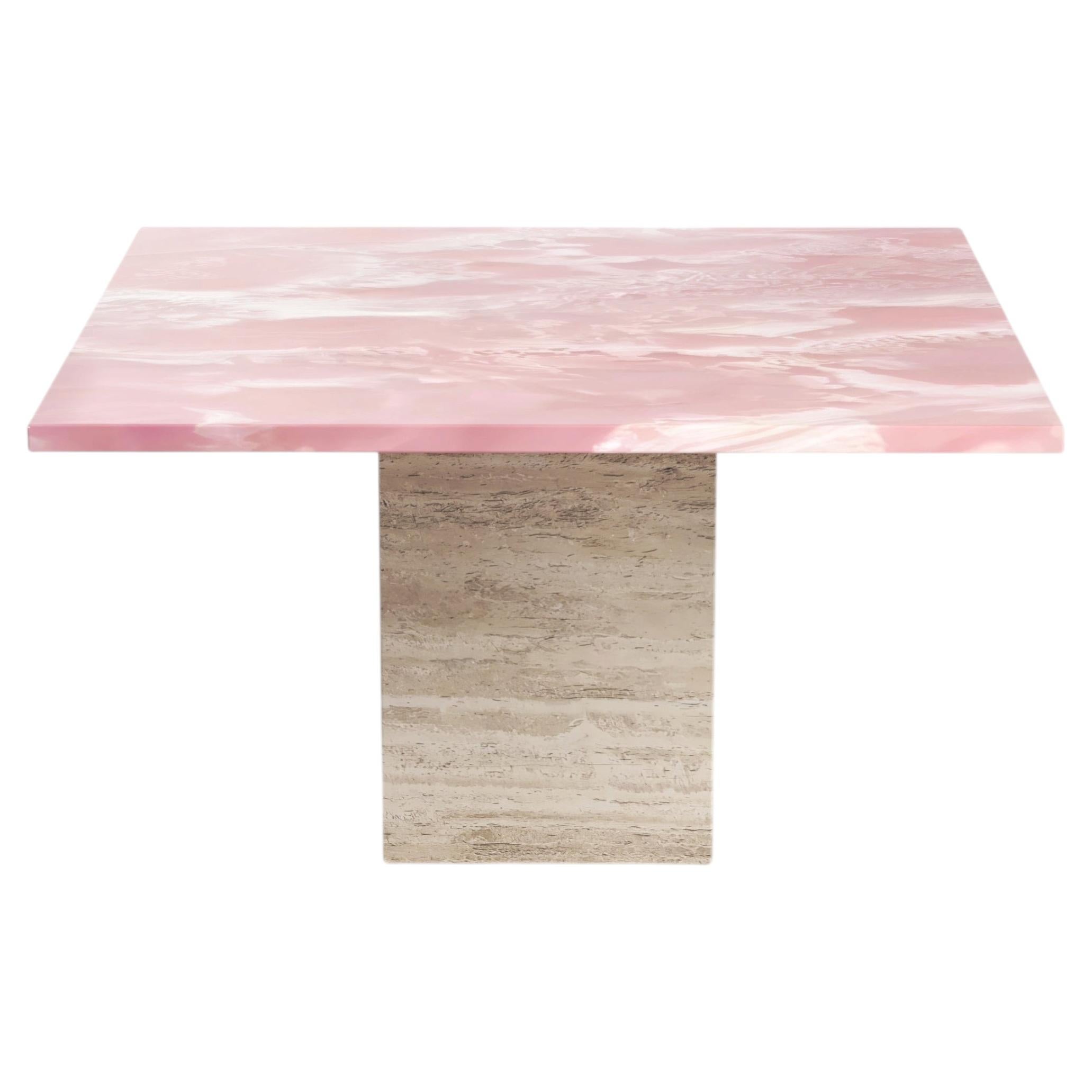 STONE VALLEY Contemporary center table – Carrera – Pink Onyx - Square