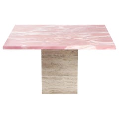 STONE VALLEY Contemporary center table – Carrera – Pink Onyx - Square